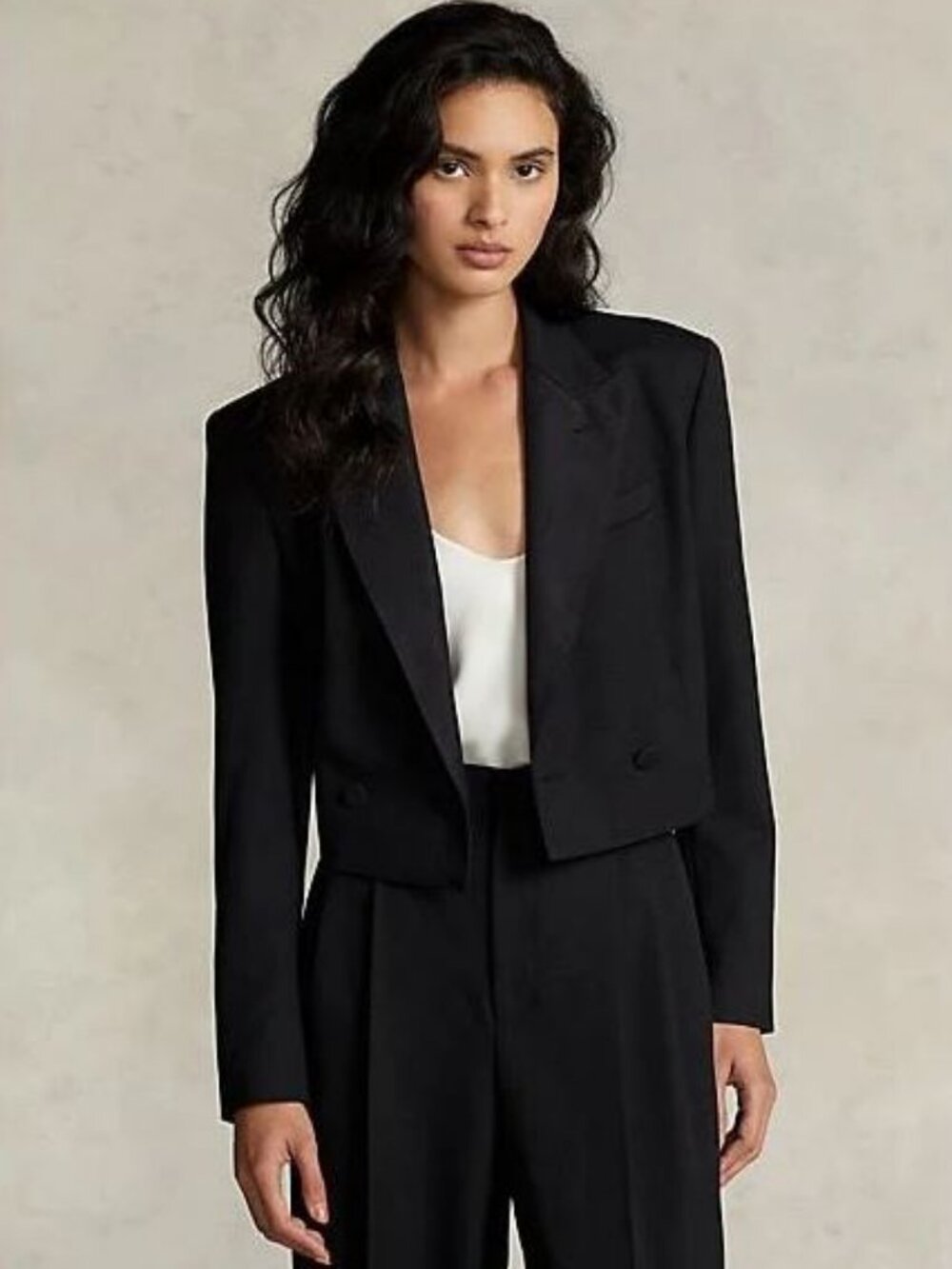 NWT Polo Ralph Lauren Silk-Lapel Cropped Wool Tuxedo Blazer